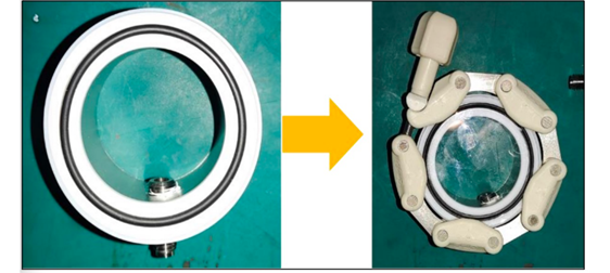 四氟内圈放入反应器上腔室(铝合金)中间